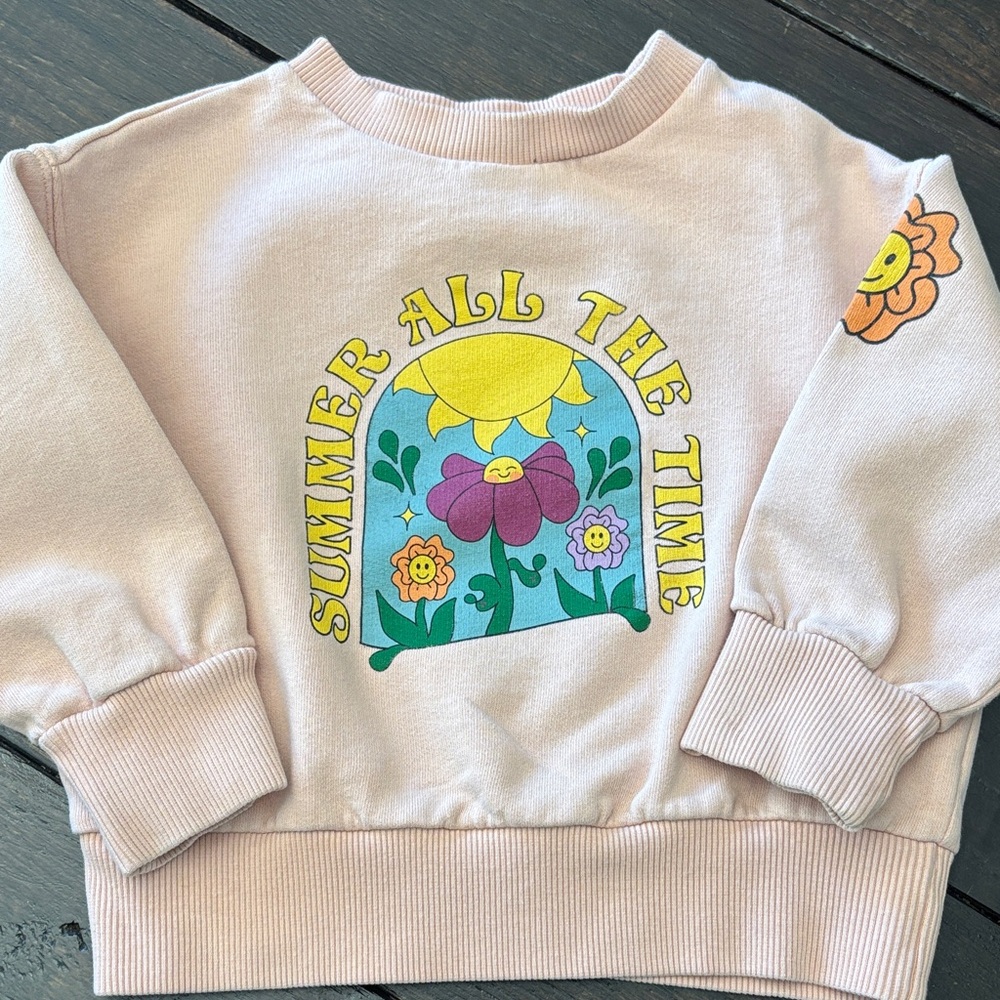 Hundred Pieces Pink 'Summer All The Time' Floral Graphic Sweatshirt